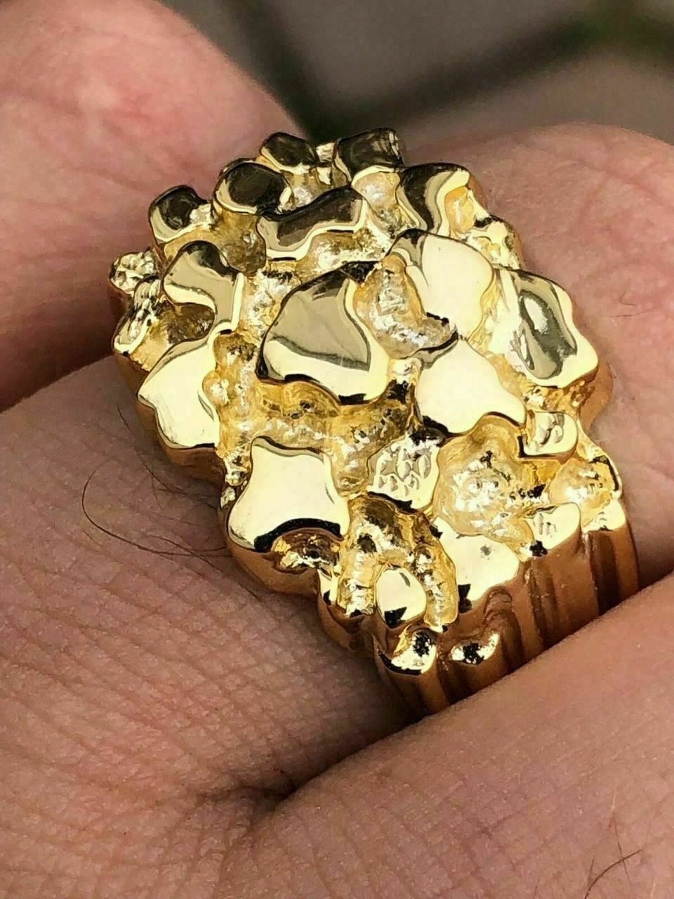 Men’s Solid 10k Yellow Gold Heavy Nugget Ring Size 7 8 9 10 11 12 13 11