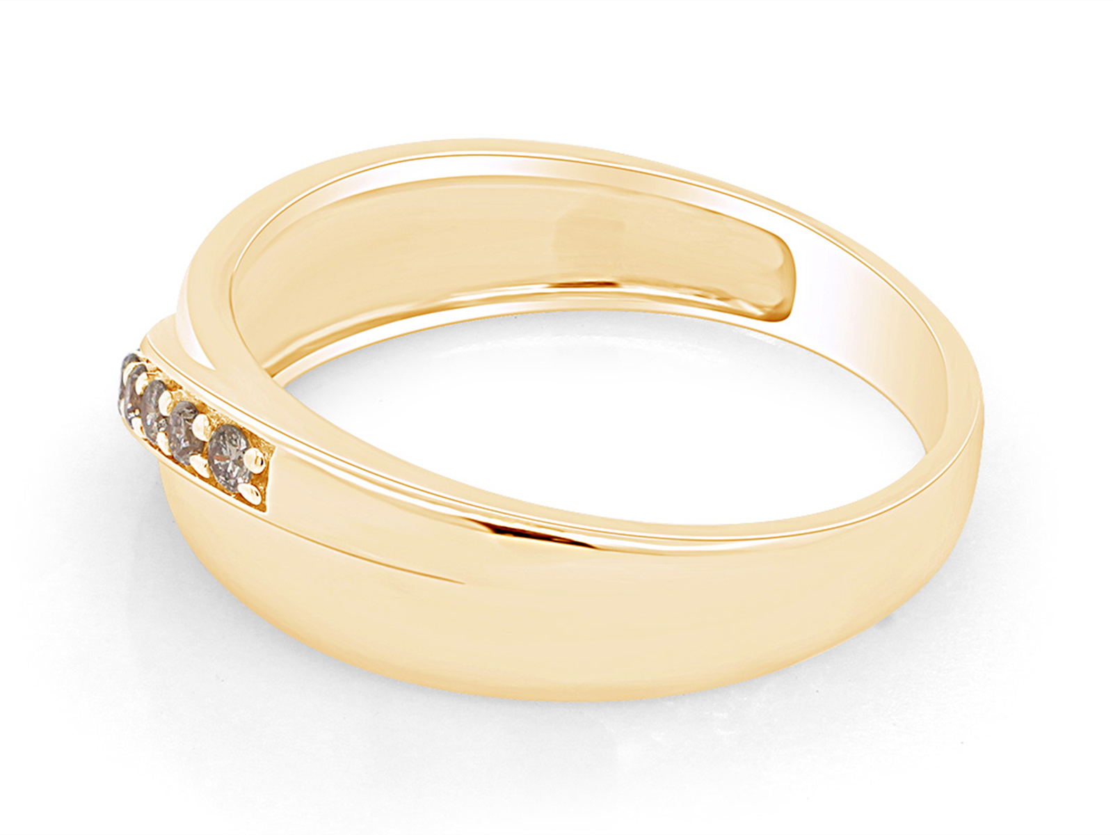 0.25 Carat Round Brown Natural Diamond Men’s Band Ring 14K Yellow Gold Plated