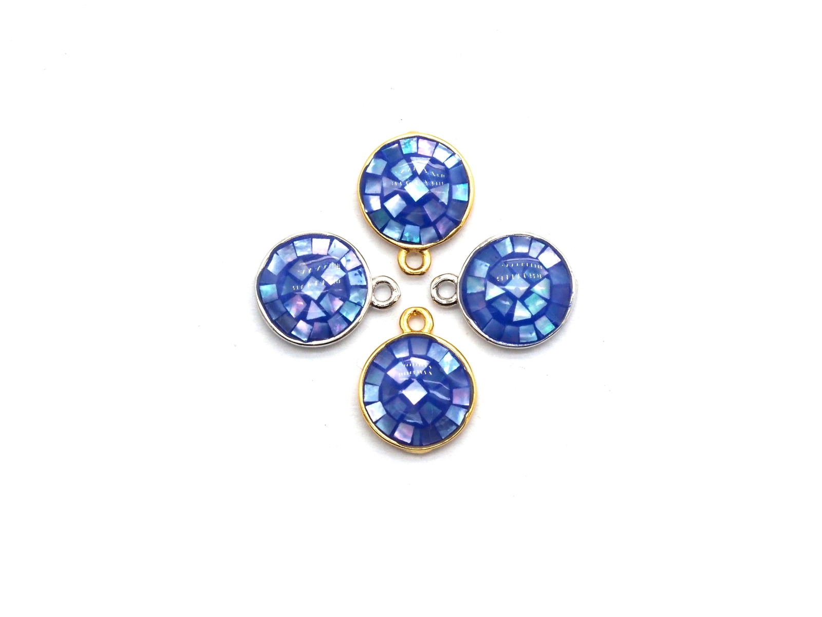 Natural Cobalt Shell Round Shape Charm, 12x10mm, Sku#Z318