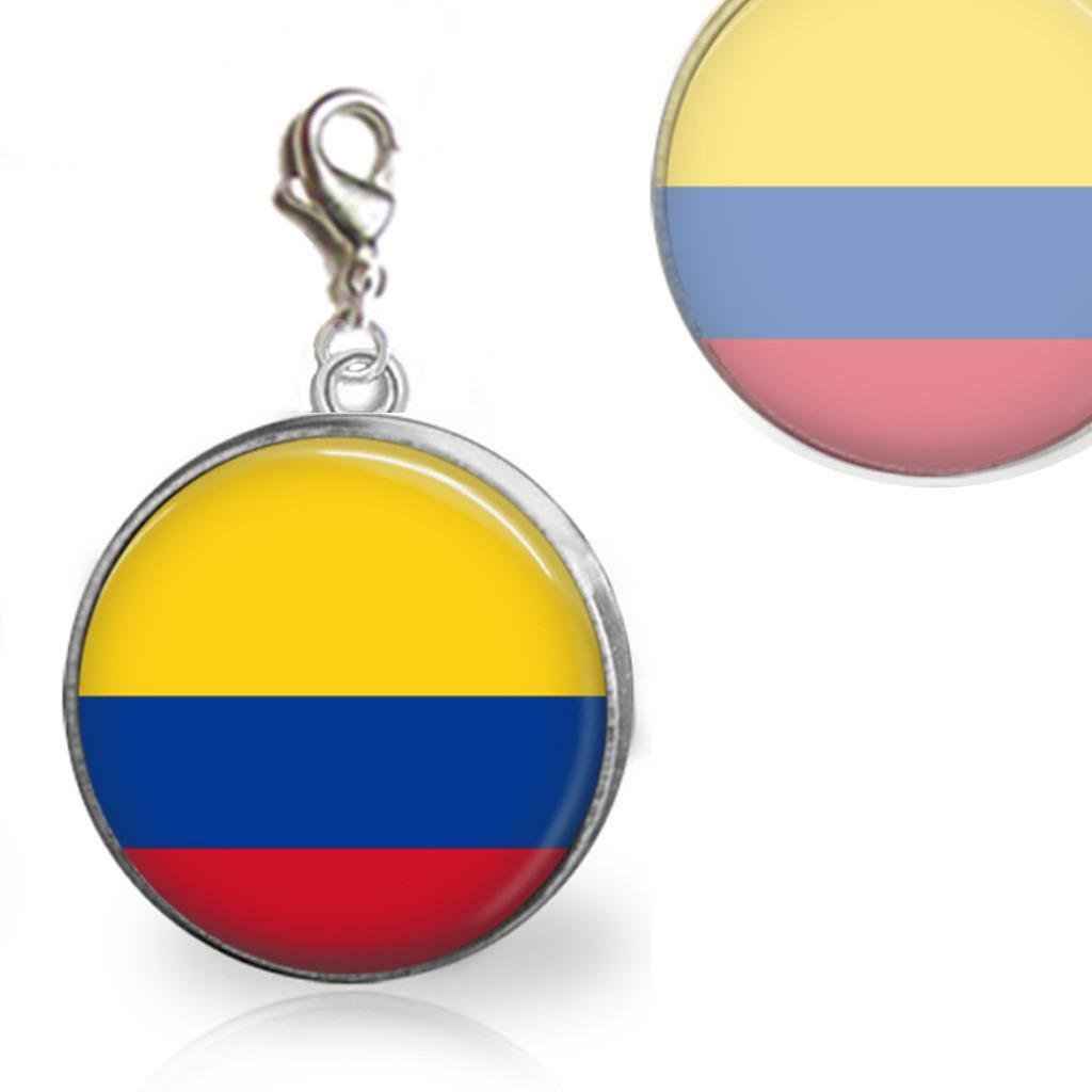 Colombia Colombian Flag Glass Top 20mm Clip On Charm for Bracelet or Necklace