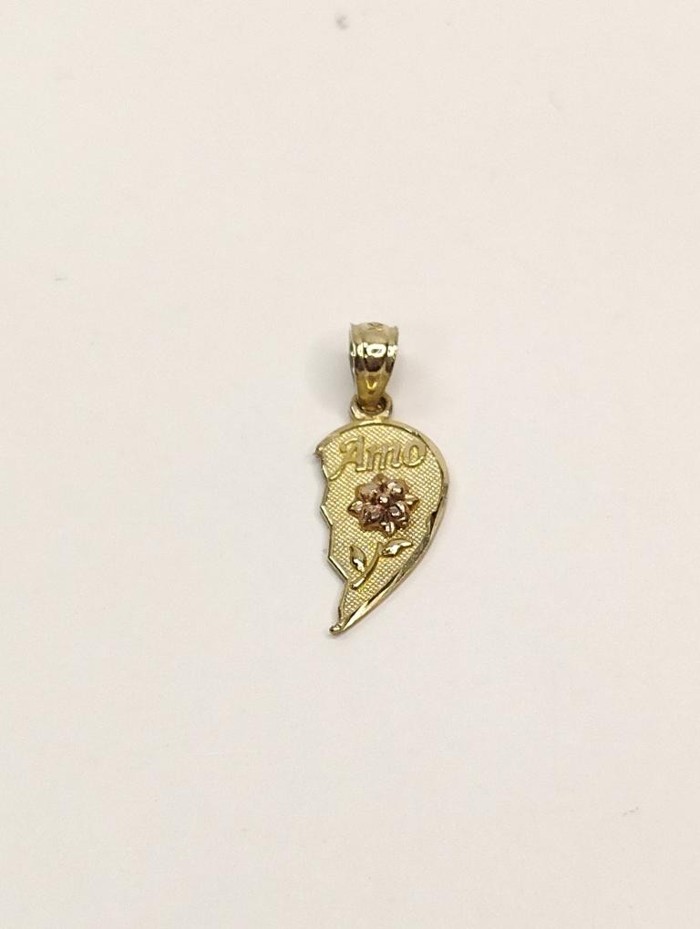 10K 2Tone Gold “Half Heart” Pendant 0.55G (SB1116505)