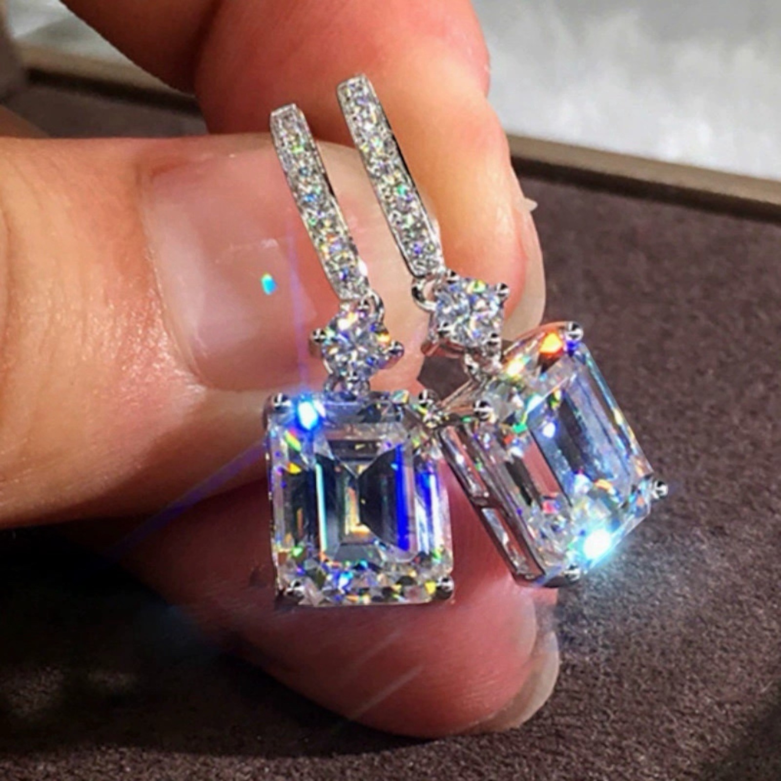 Elegant 925 Silver Filled Earring Women Zircon Wedding Jewelry Gift A41