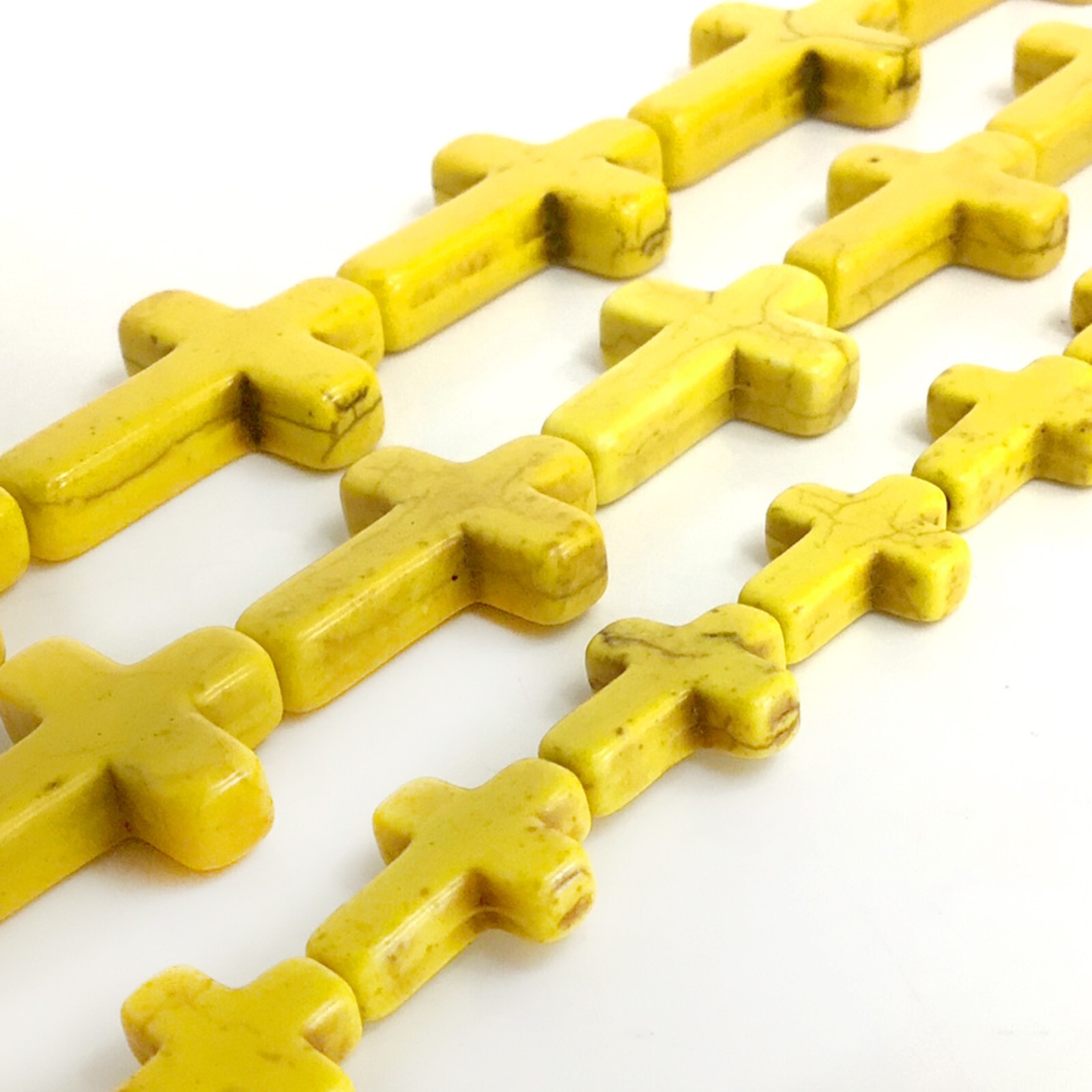 Yellow Cross Bead Turquoise Howlite Magnesite Cross Loose Beads 15″ Wholesales