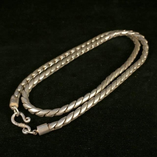 Ethnic Style Handmade Old Silversmith Nepalese Tibetan Silver Necklace