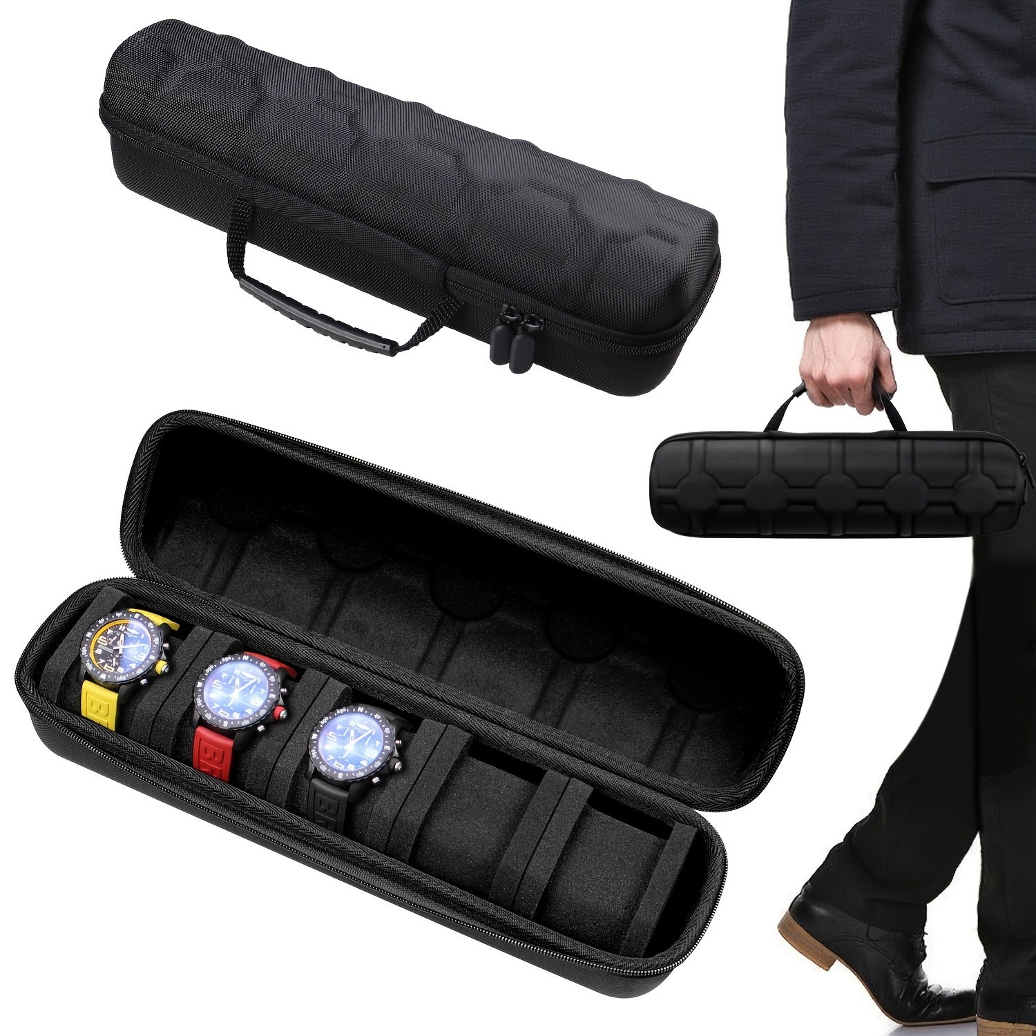 5 Slot Watch Case Hard Shell Travel Organizer Storage Box Bag Pouch Smartwatch