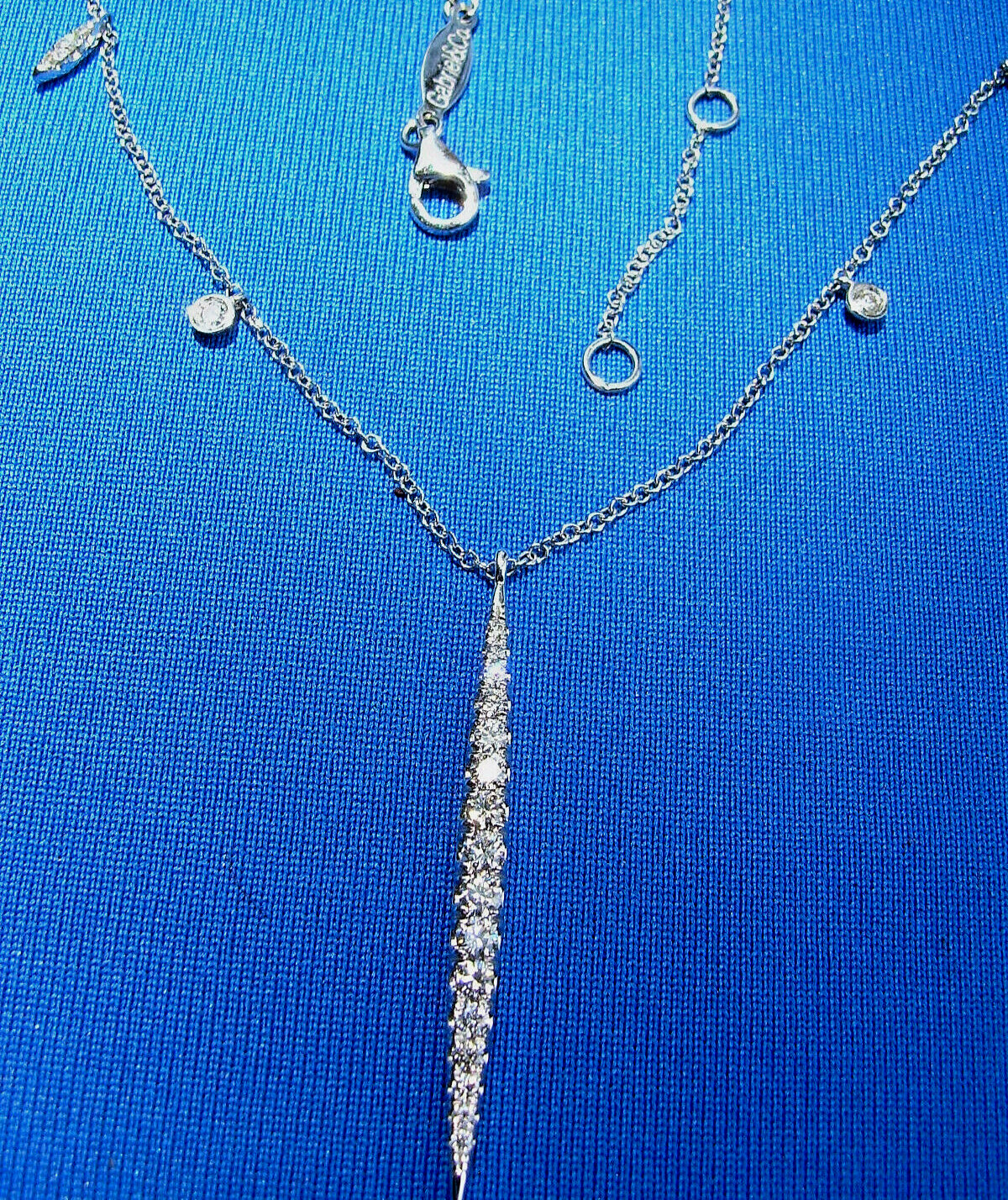 ORIGINAL Gabriel & Co DIAMOND Slice Necklace 18″ Inch Chain Solid 14K WHITE GOLD