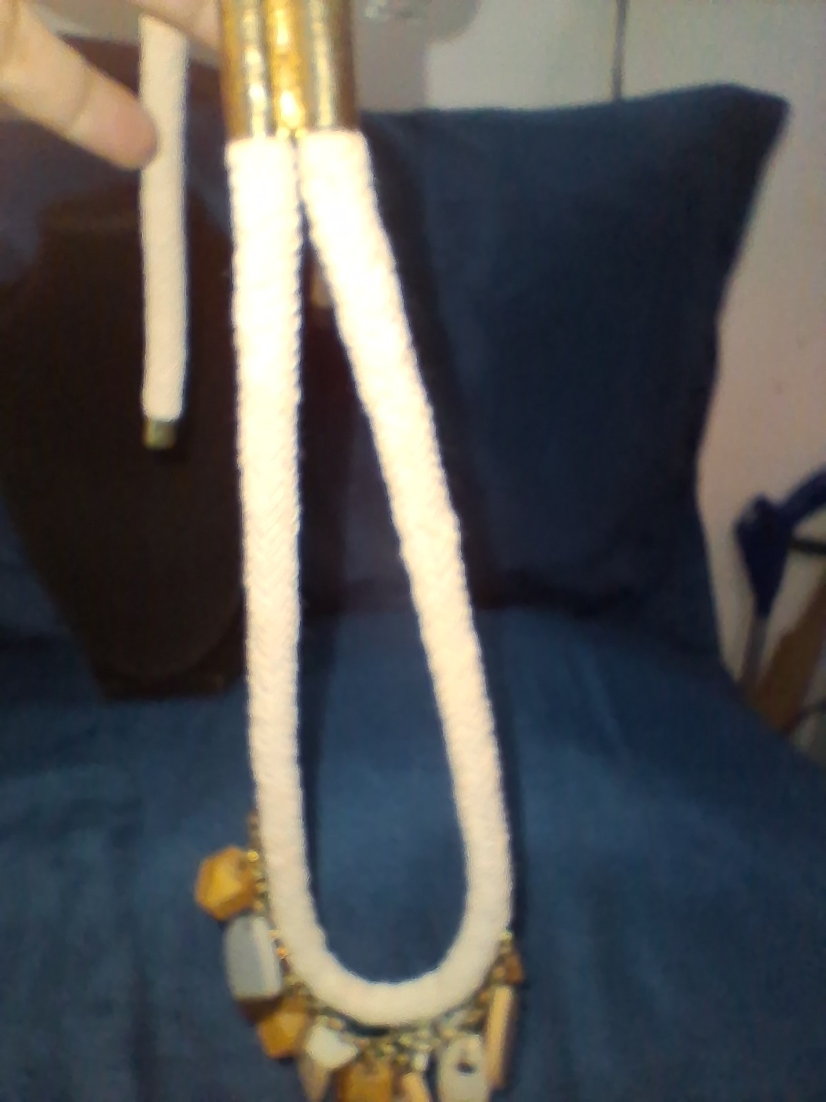Multicolor Rope Statement Bib Charm Necklace Asymmetrical Wood Accents