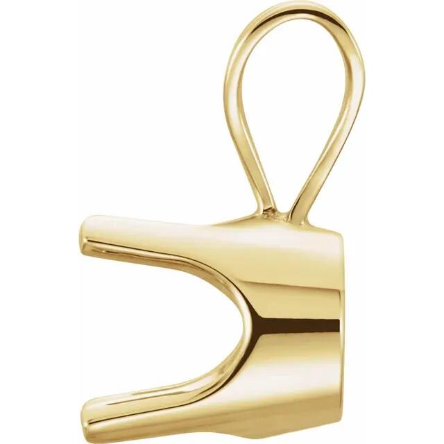 14K Solid Yellow Gold Round Pendant Setting Solid Base Pendant Mounting 2mm-8mm
