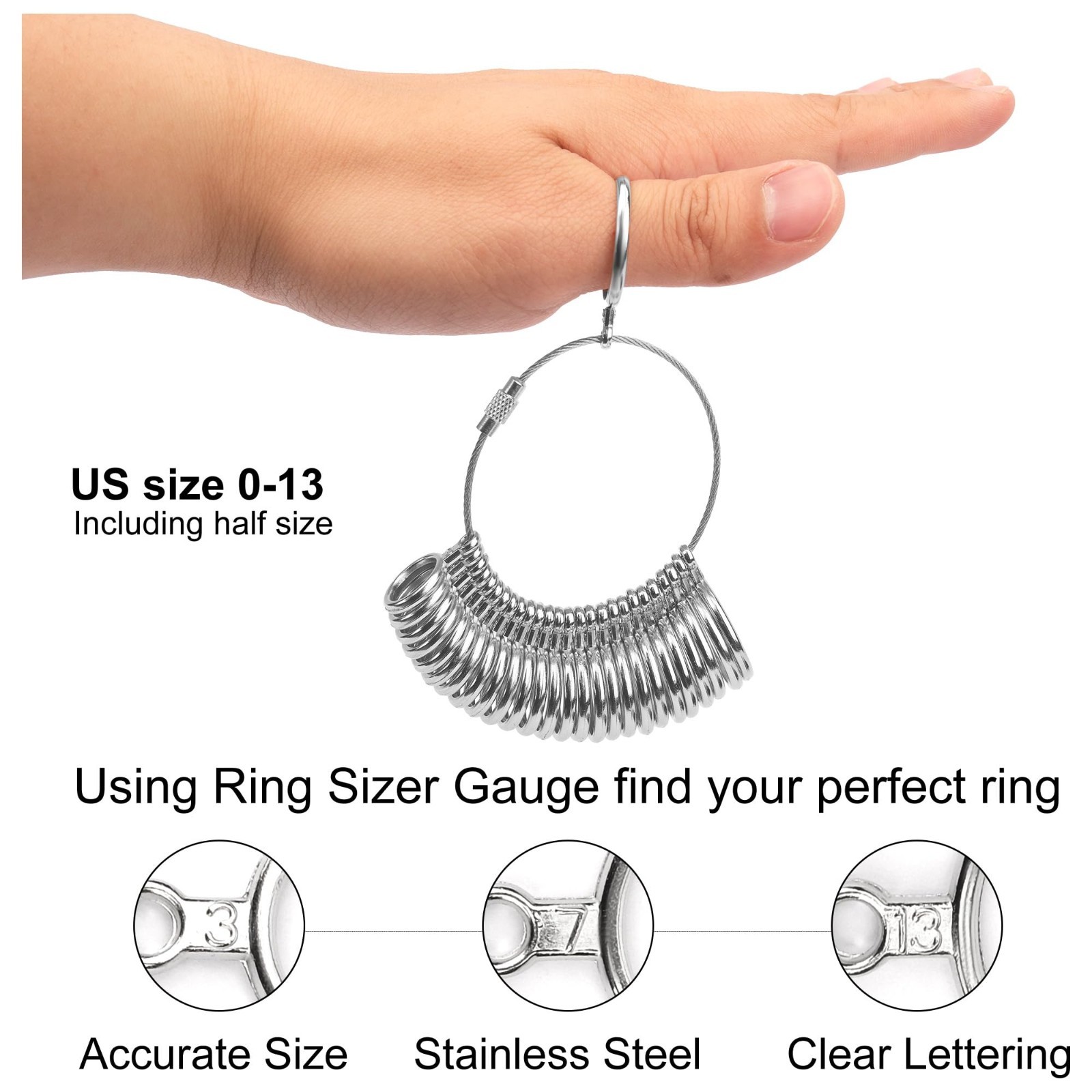 10 Pcs Ring Sizer Set – Gauge, Mandrel, Adjuster, Polishing Cloth & Size Tape