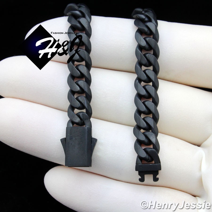 20″Stainless Steel 7mm Matte Black/Gold Plated CZ Miami Cuban Curb Necklace*N176