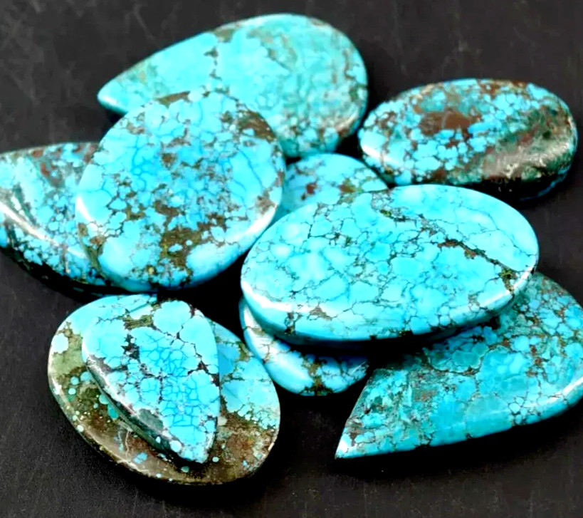 AAA 200 Ct Natural Spiderweb Blue Arizona Turquoise Lot Certified Loose Gemstone