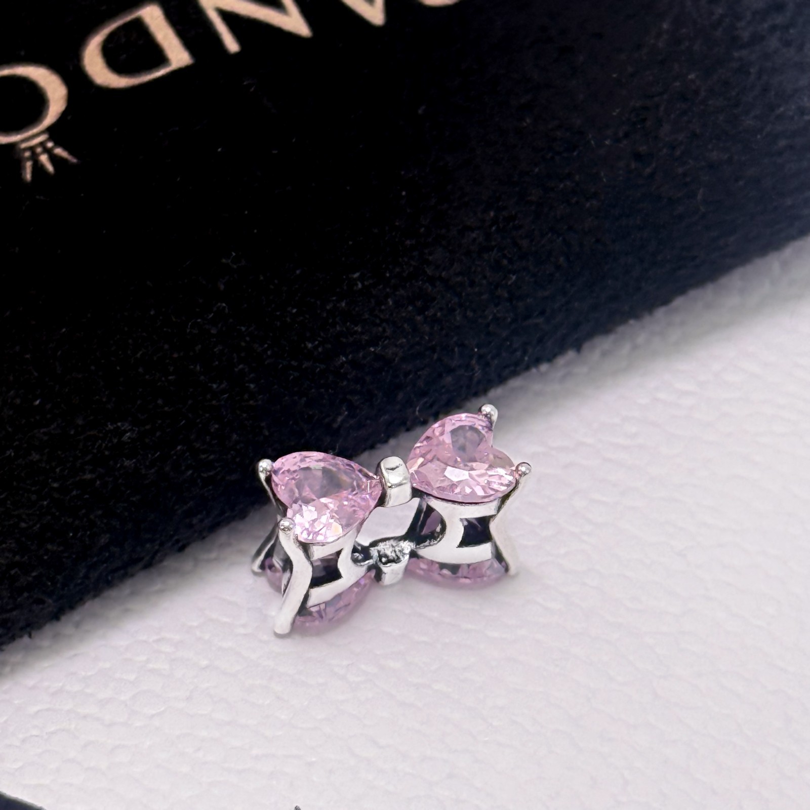PANDORA Pink Bow Charm Sterling Silver, #794253C01, Valentine’s Day Gift