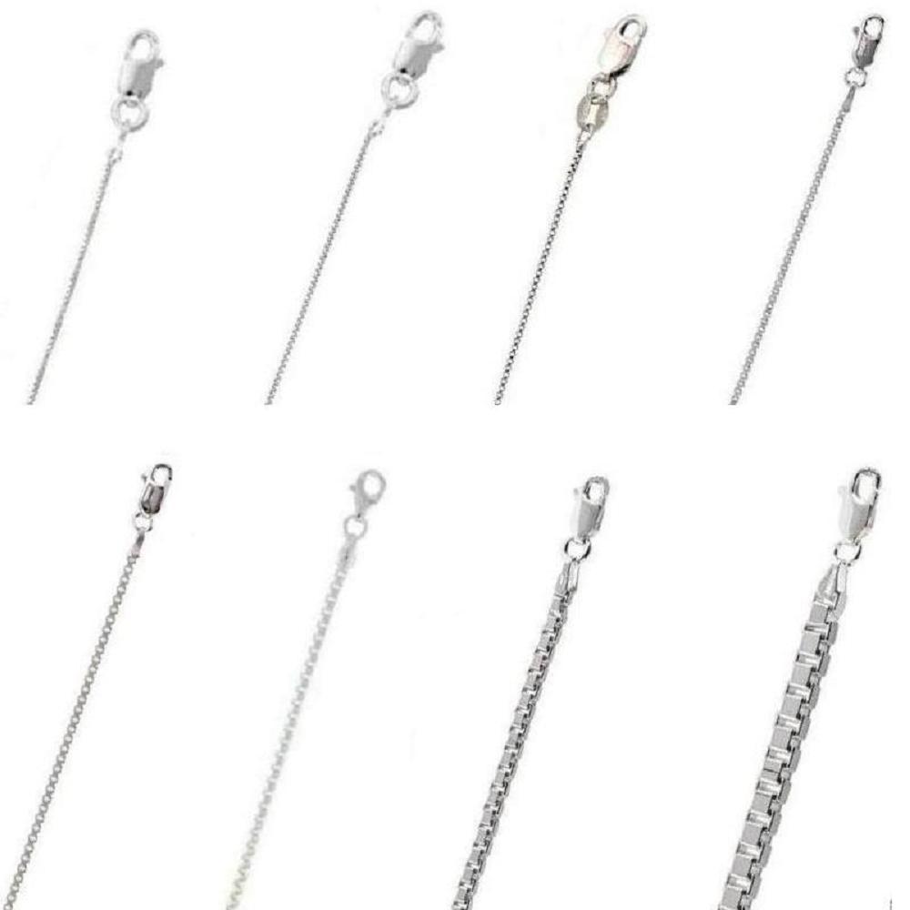 0.7mm to 3mm Sterling Silver BOX Chain Necklace or Bracelet w/ LOBSTER CLASP