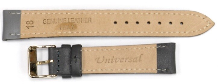 Watch Bands Genuine Leather Grey Plain Padded 16,18,20,22,24mm