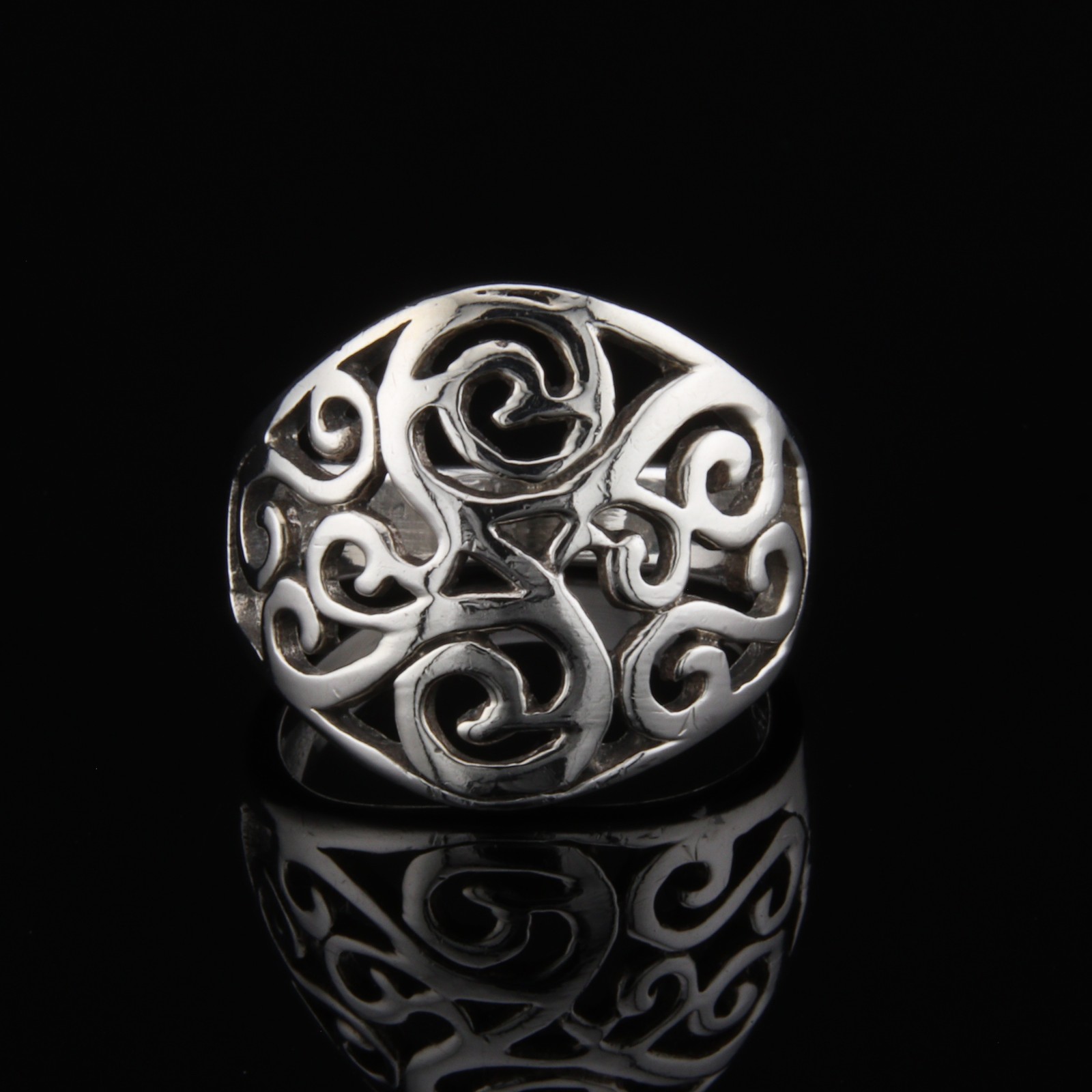 Sterling Silver Scroll Statement Ring Size 6.5
