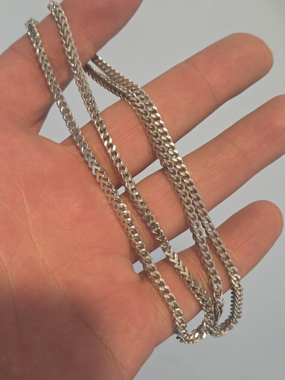 925 Sterling Silver 24″ 3mm Solid Franco Chain 31g Rhodium Italy Necklace