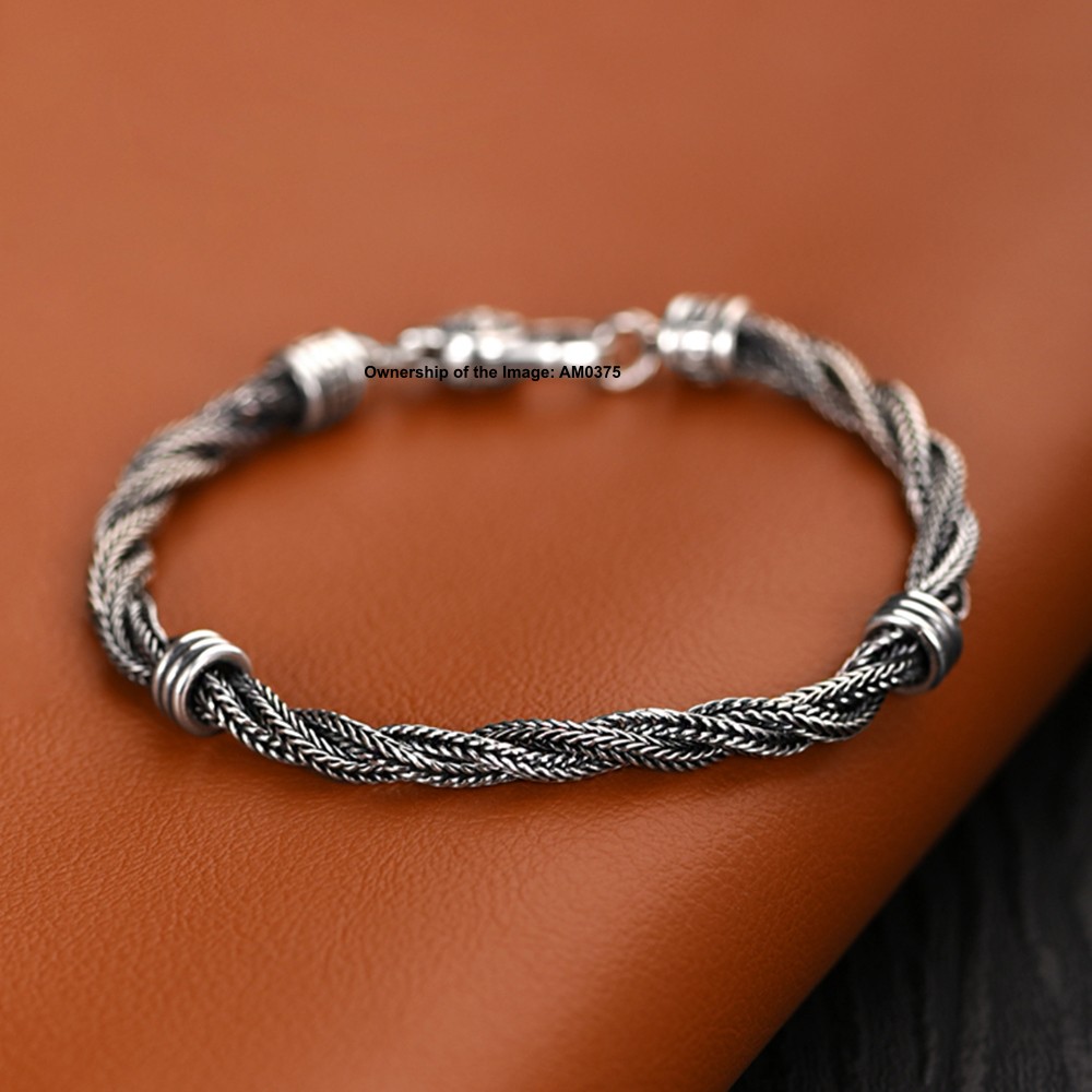 Pure 925 Sterling Silver Twisted Wheat Chain Bracelet 4mm Link Unisex Jewelry