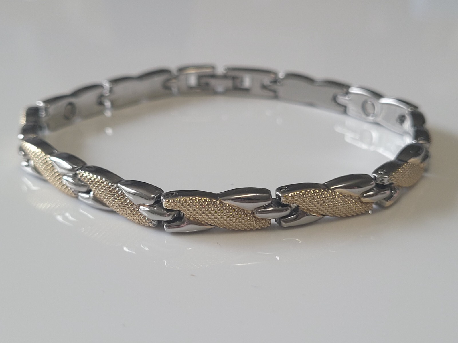 Silver & Gold Plated Magnetic Link Bracelet – Two Tone Magnetic Bracelet Small X