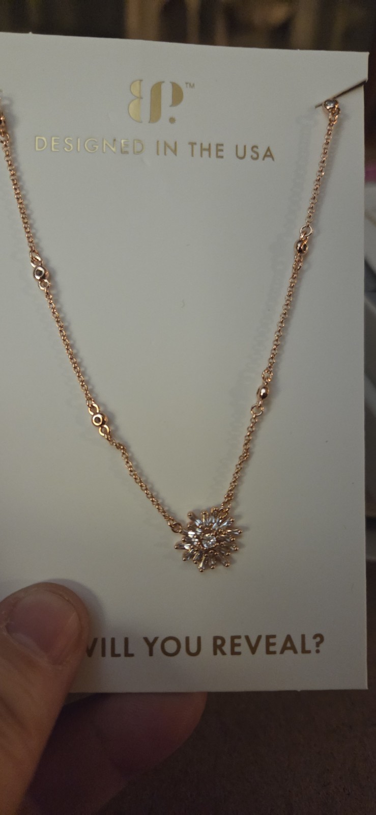 BP Rose Gold Plated Cable Chain Flower Charm Pendant Necklace CZ Adjustable