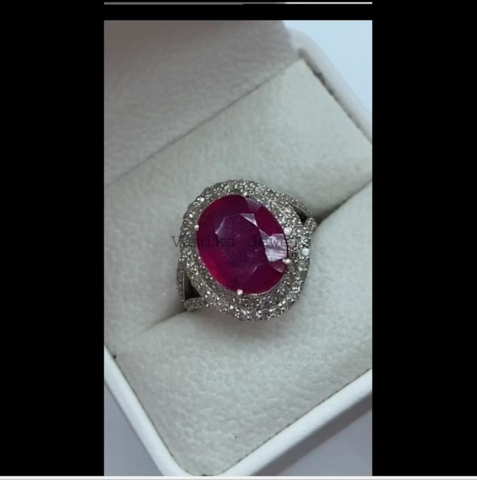 4.60 Ct Oval Cut Natural Ruby Diamond Engagement Ring 14K Solid White Gold 6