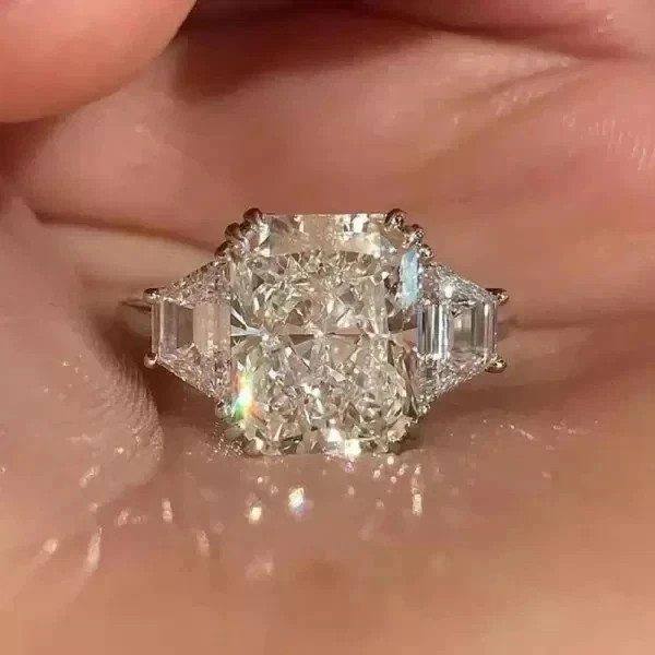 Radiant Cut 5.70 Carat Lab Grown Diamond Ring for Engagement in 14K White Gold