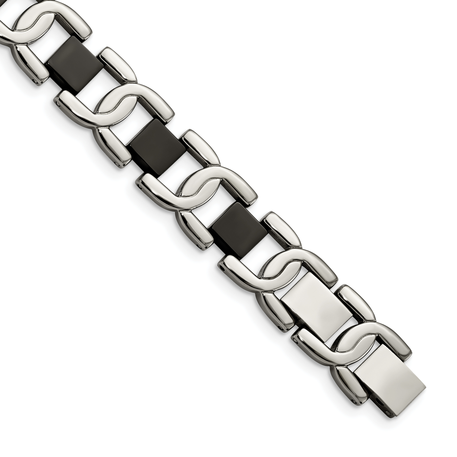 Chisel Stainless Steel Polished Black IP-plated 8 inch Fancy Link Bracelet SRB27