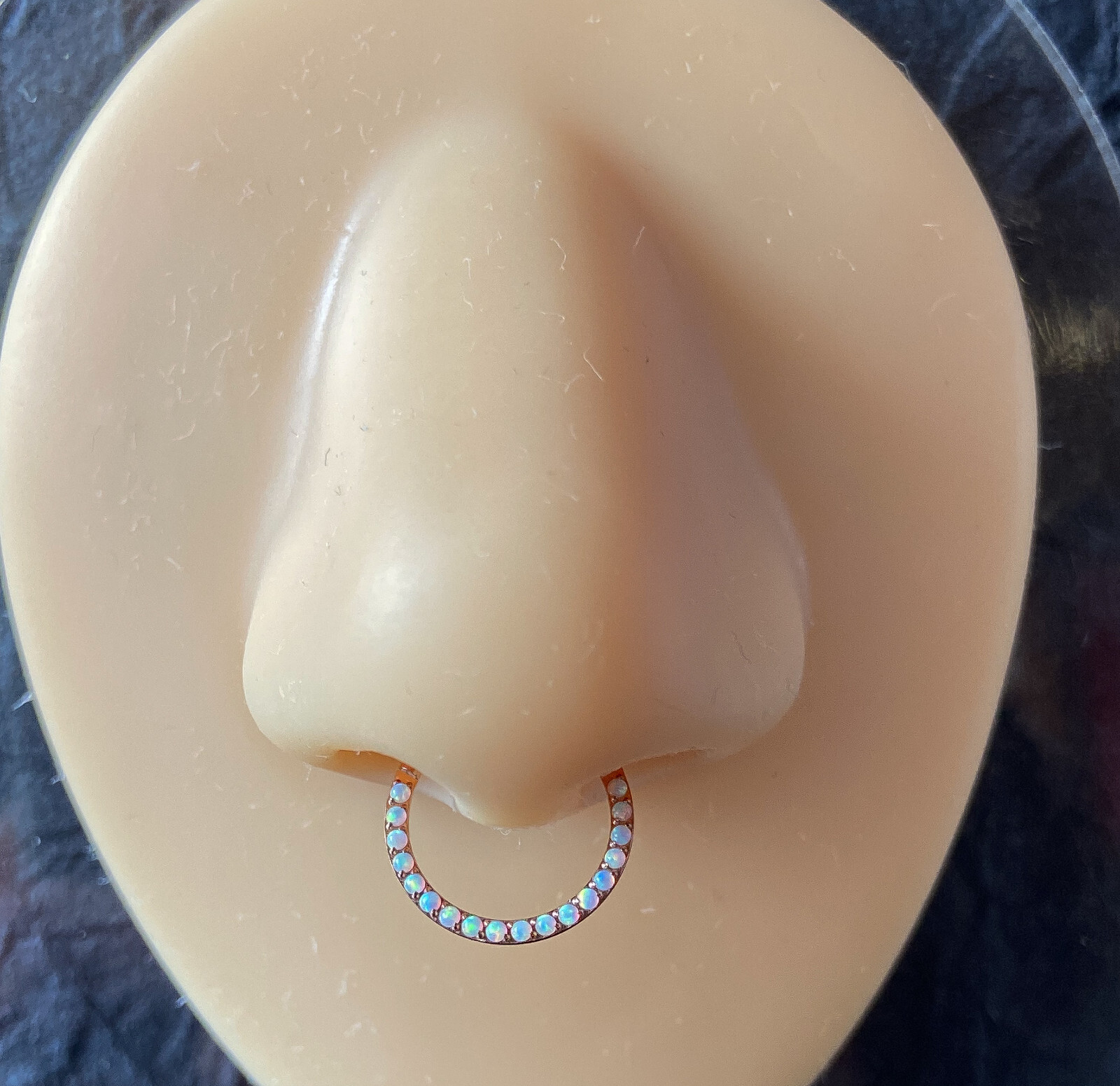 1pc Implant Grade Titanium Opal Paved Front Hinged Segment Ring Septum Clicker