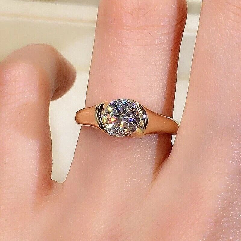 1.50Ct Lab Created Diamond Round Cut Men Engagement Ring 14K Yellow Gold Plated
