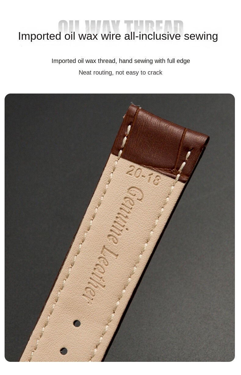 High Quality Cowhide Genuine Leather Watch Straps Butterfly Clasp Band 12-24mm