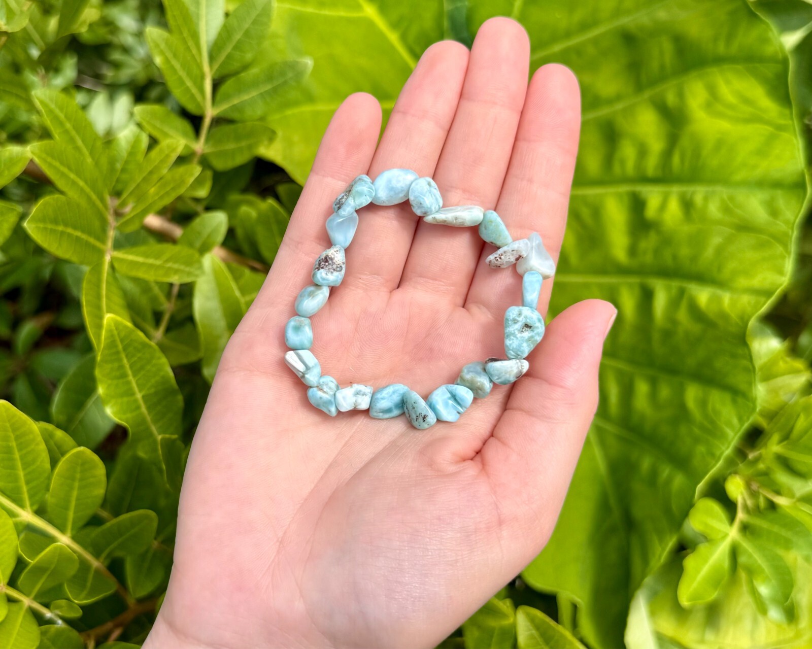 Larimar Tumbled Gemstone Bracelet 6-8 mm Nuggets (Larimar Crystal Bracelet)