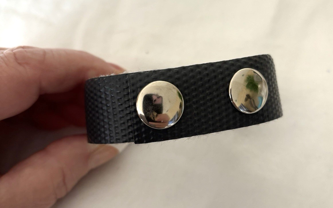 Repurposed /Recycled Fire Hose Bracelet Biker-Style, Snap Close, Grommets, 1×10