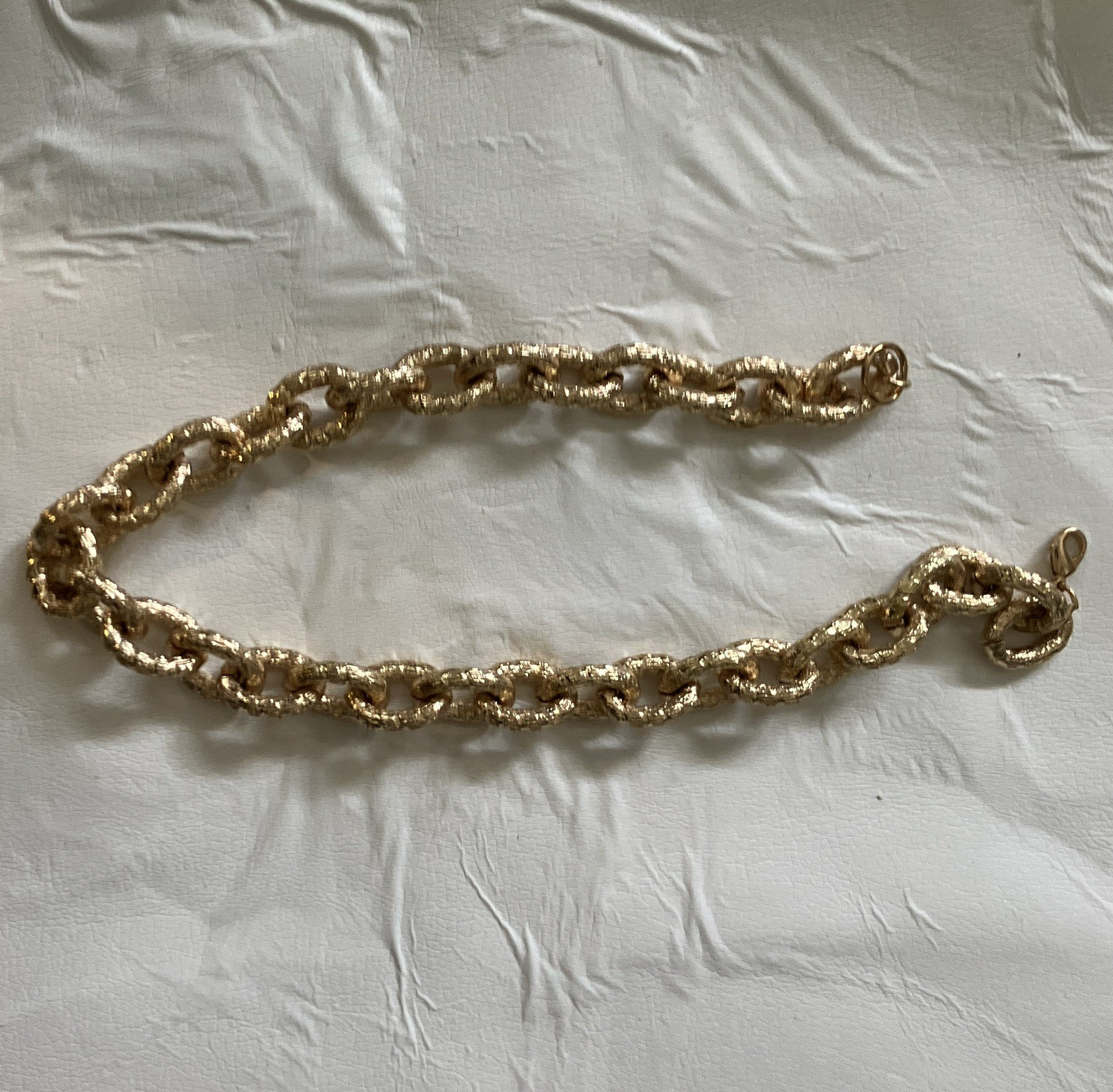 Gold Tone Textured Cable Link Chain Bracelet Metal Lobster Clasp 14 inch extend?
