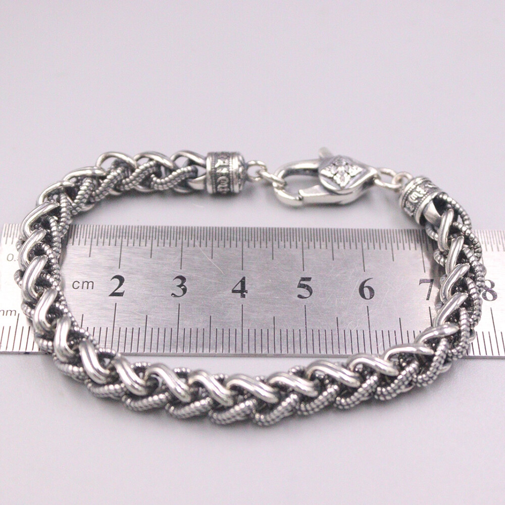 New Arrival Real 925 Sterling Silver Thick Wheat Link Chain Bracelet 7.48inch