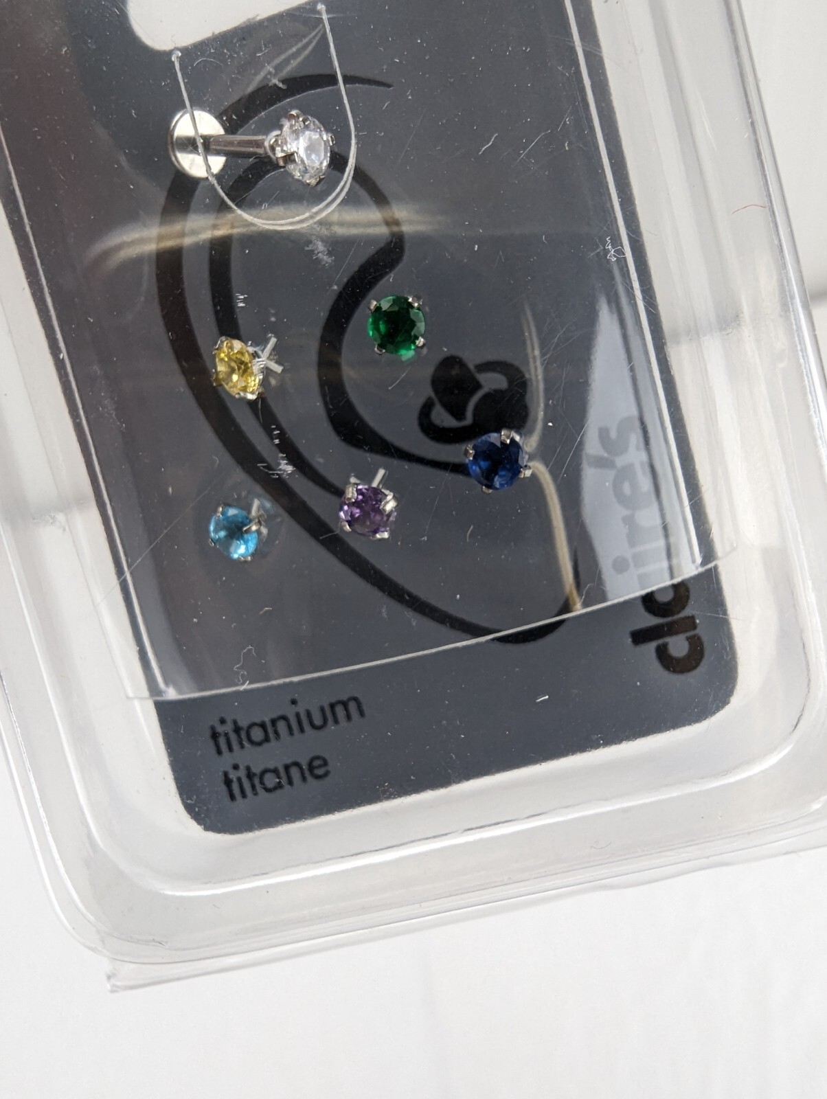Claire’s 16G/1.2mm Titanium Tragus Flat Back Changable Cubic Zirconia Stones New