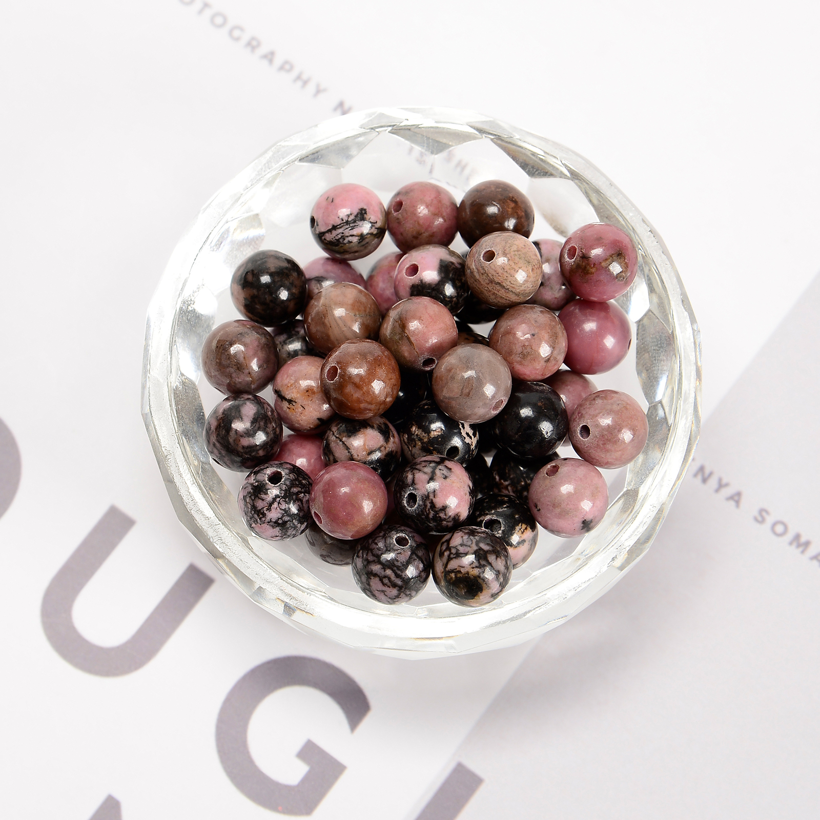 Rhodonite Smooth Round Beads 4mm 6mm 8mm 10mm 12mm 15.5″ Strand