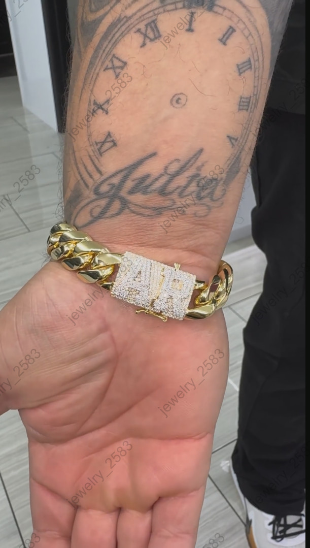 Mens New Arrival! Cuban Link Custom Baguette Real Moissanite Bracelet 925 Silver