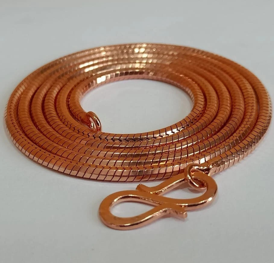 30 inch Pure Copper Snake Type Chain Necklace, Healing Copper Jewelry, Spiritual