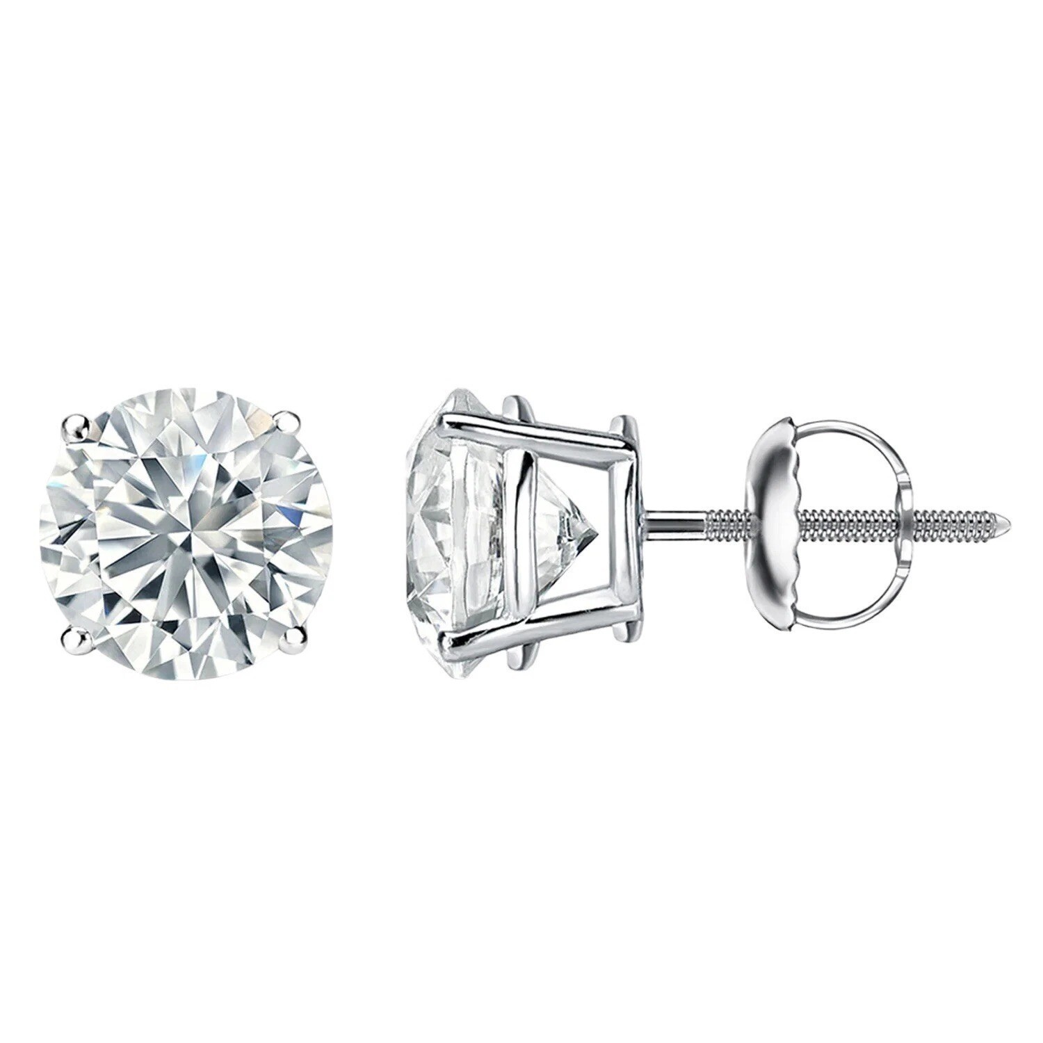 2.00Ct Round Lab Created Diamond Solitaire Stud Earrings 14K White Gold Plated