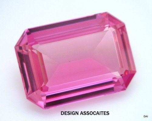 LAB CREATED PINK SAPPHIRE 9X7 MM EMERALD CUT AAA