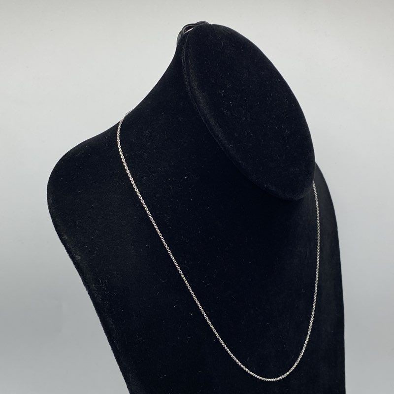 14K White Gold Delicate Cable Link Chain Necklace 17.5″ 2.15g 0.6mm