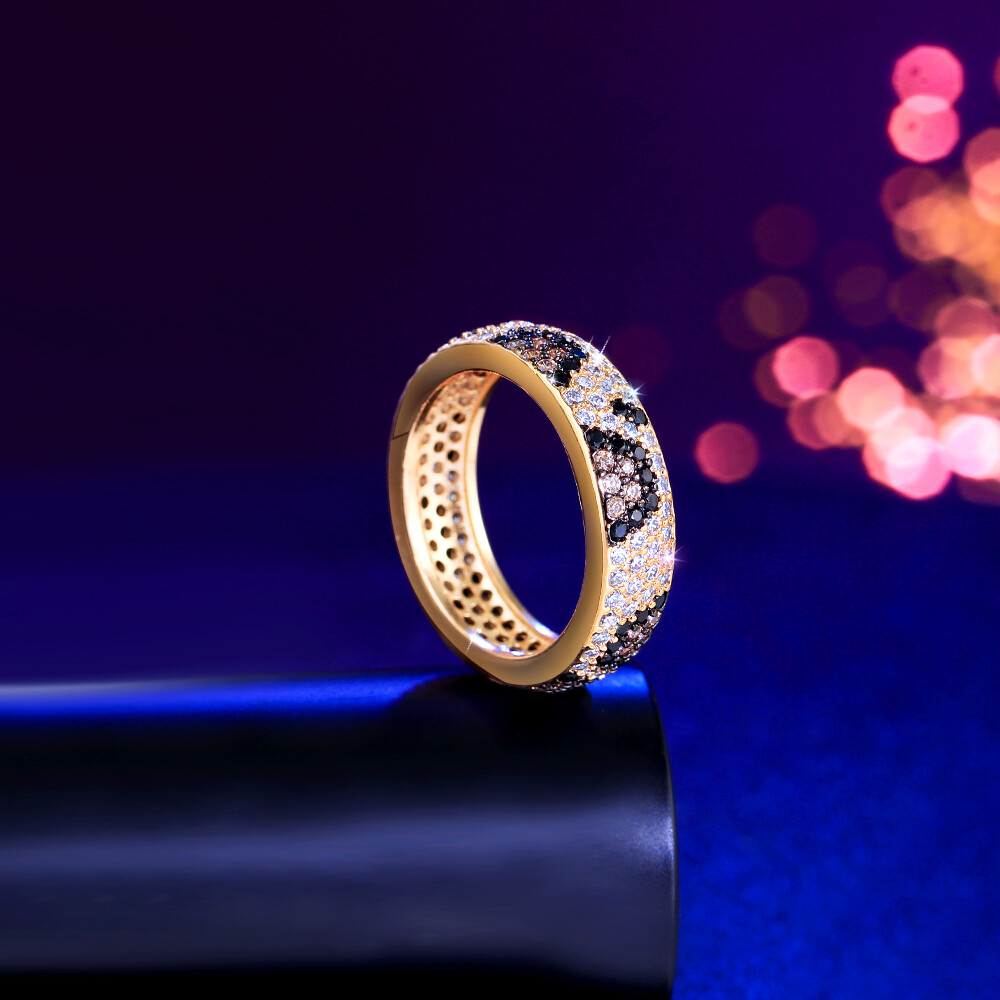 Big Round Snake Leopard Ring Multi-Tone Gold Plated CZ Jewelry for Bride Wedding