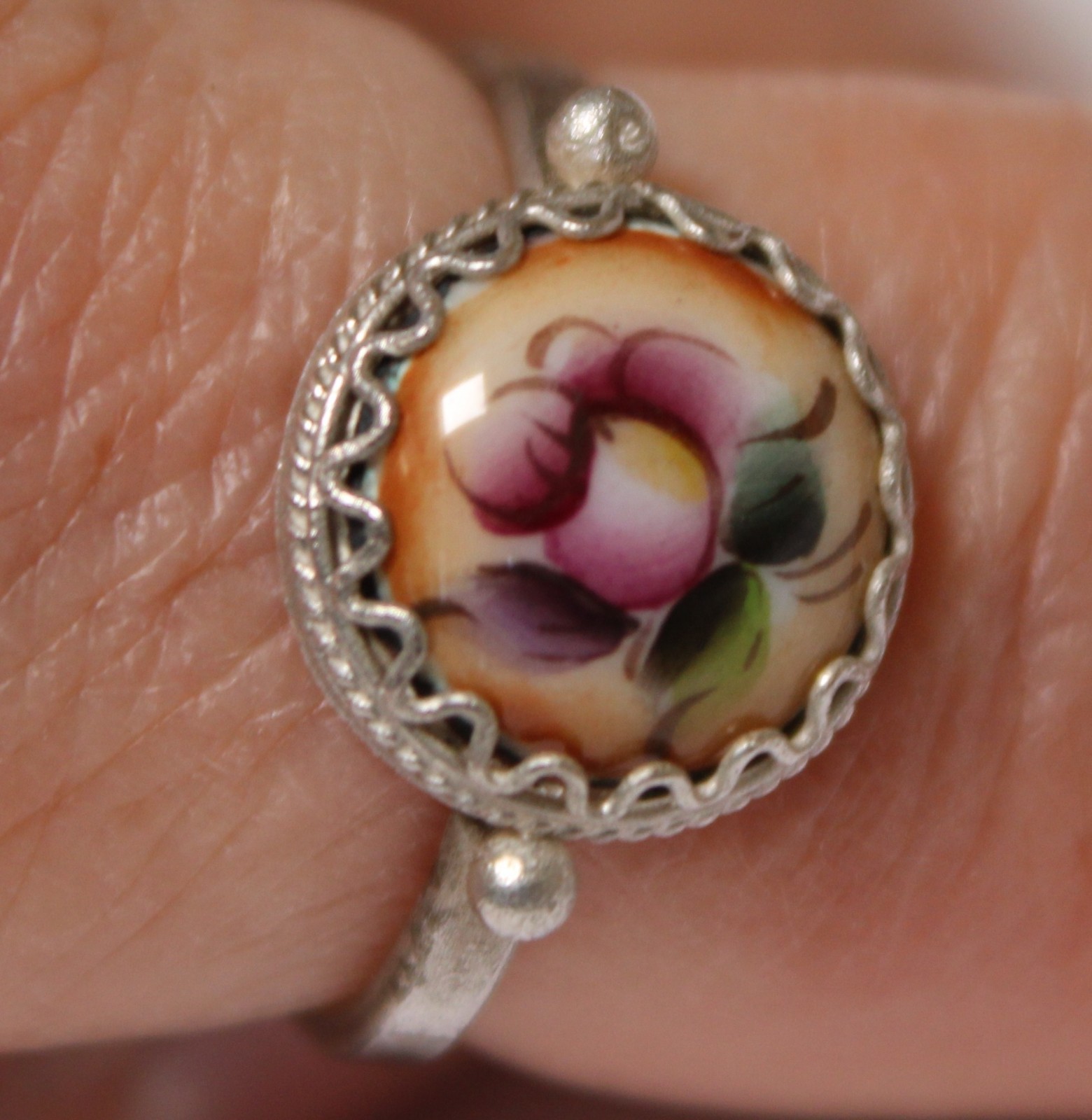 Vintage Russian Hand Painted Enamel Rings 4 Variation Finift Technique #7,12,87