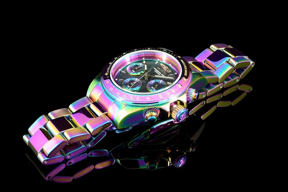 Invicta 40mm Speedway Chronograph Black Mother of Pearl Dial IRIDESCENT SS Watch