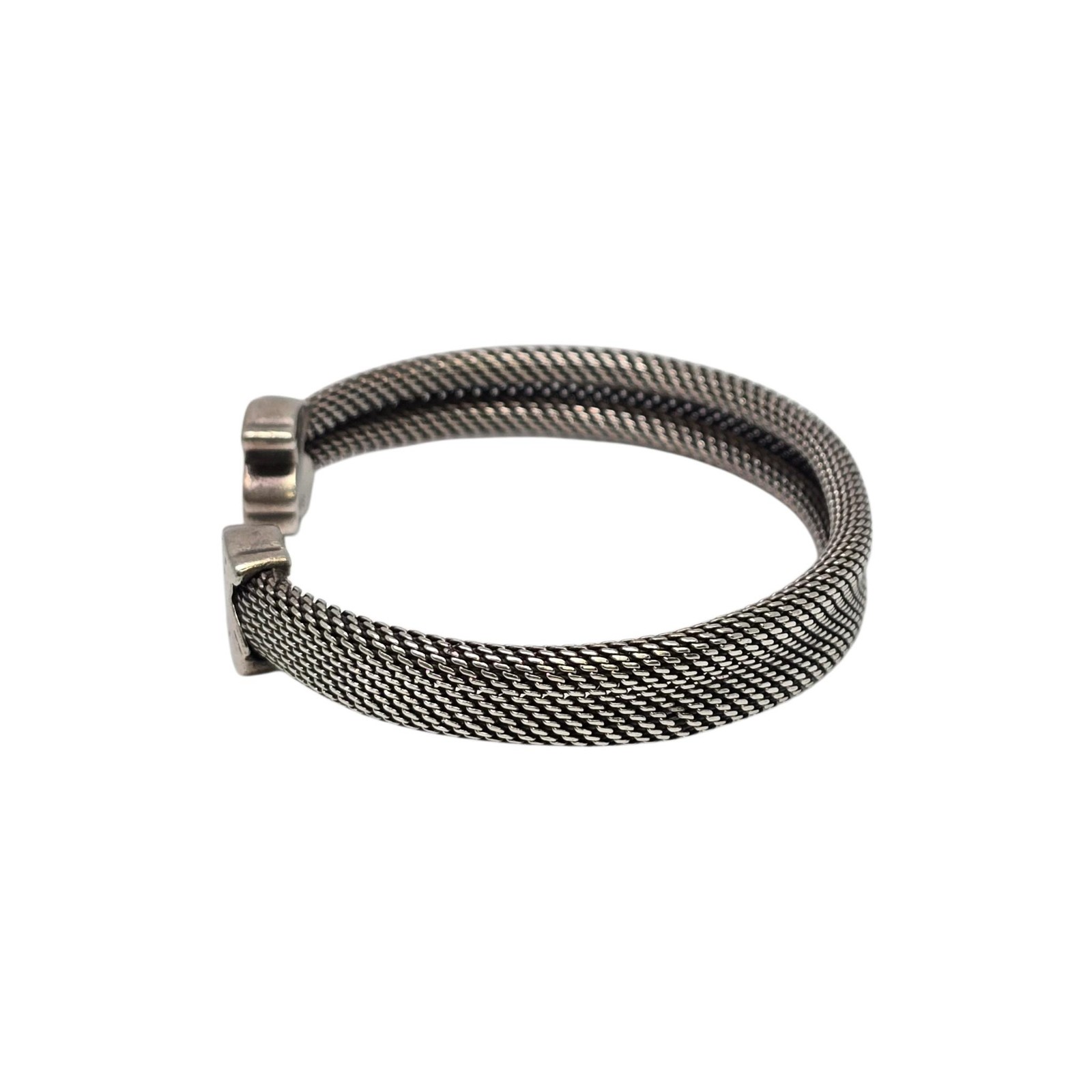 Tous Sterling Silver Bear Motif Mesh Cuff Bracelet #25647