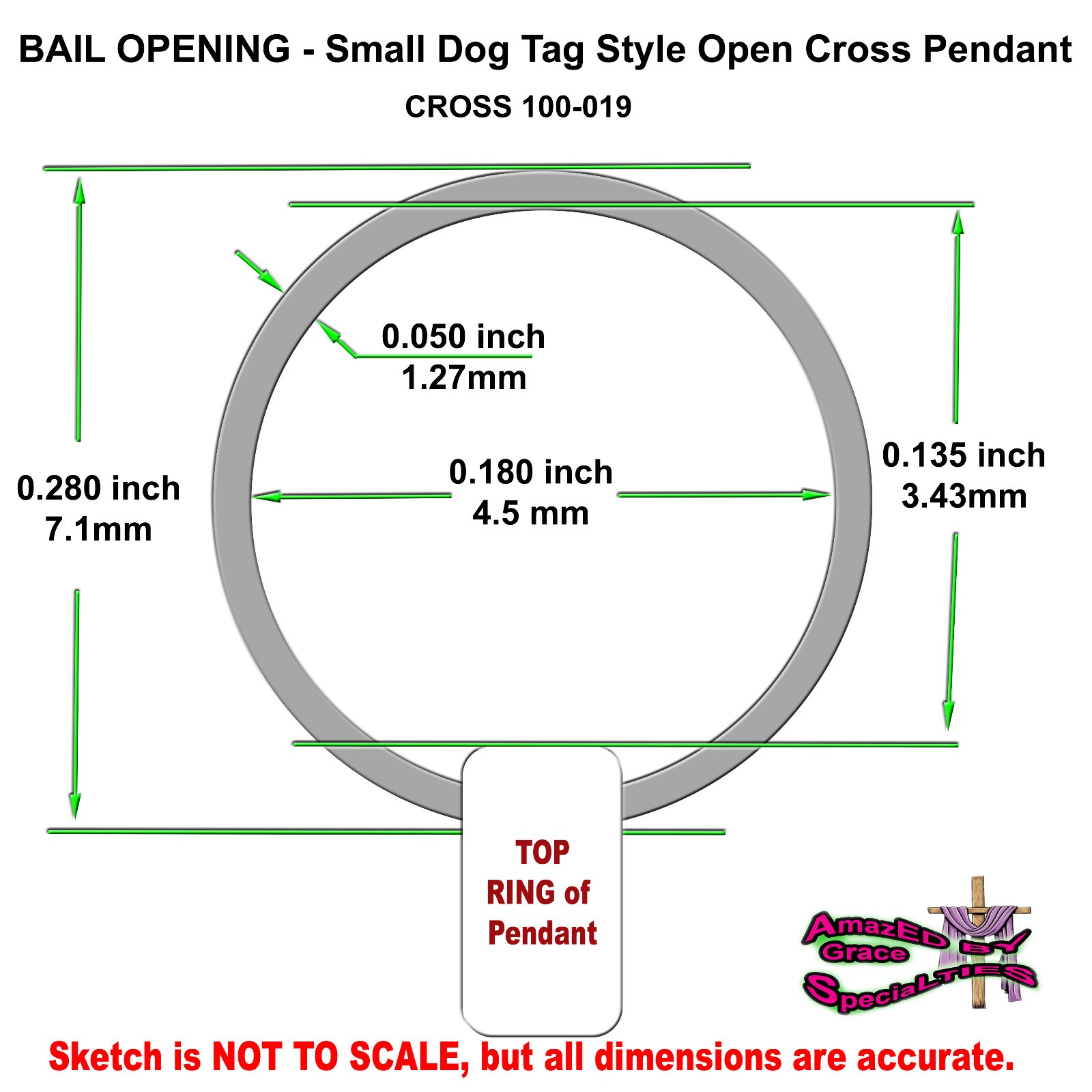 Small Open Dog Tag Style Cross Pendant – ‘925’ Sterling Silver – NEW!