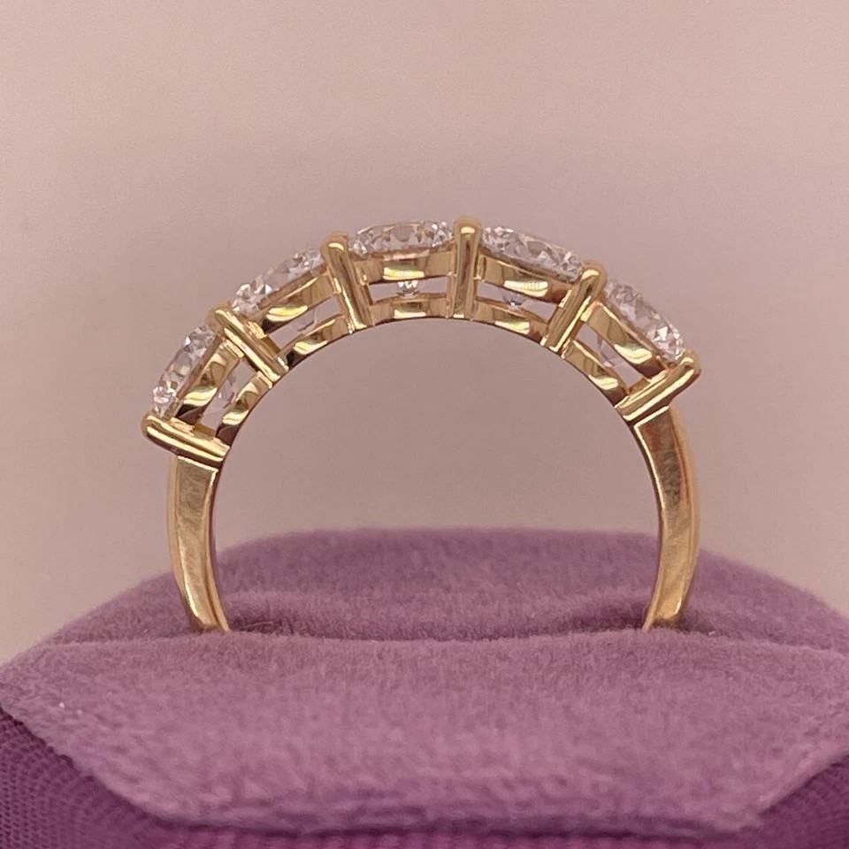 5 Ct Round Cut Natural Diamond Eternity Wedding Band 14K Yellow Gold Size 5 6 7