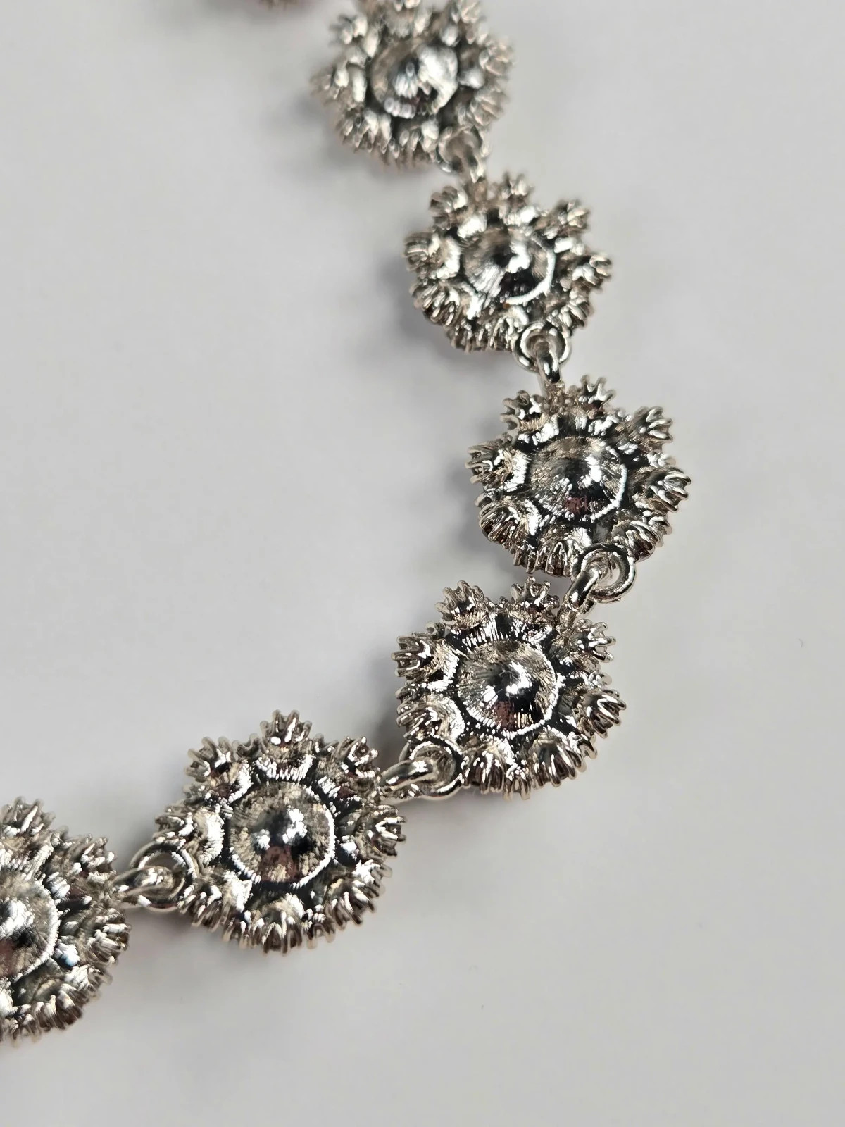 Pink Rhinestone Necklace Victorian Style 16 In Statement Special Occasion Silver