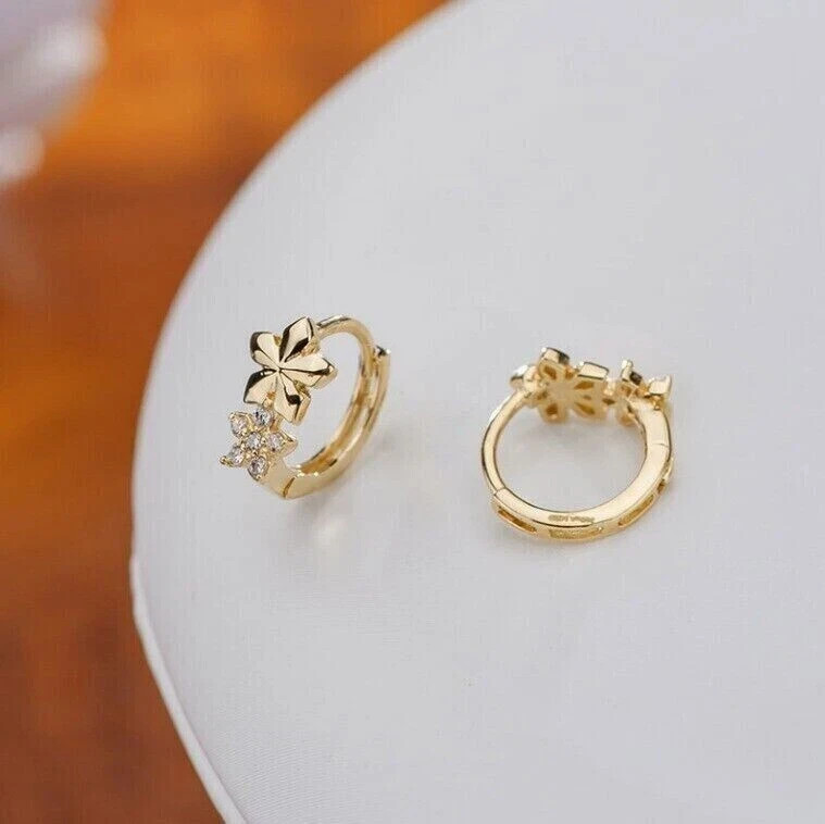 2.05 Ct Round Cut Simulated Diamond Hoop & Huggie Earring 14k Yellow Gold Plated