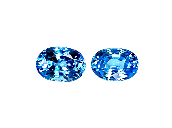 2.85cts Blue natural zircon oval cut loose gemstones 2 PCS “see video”