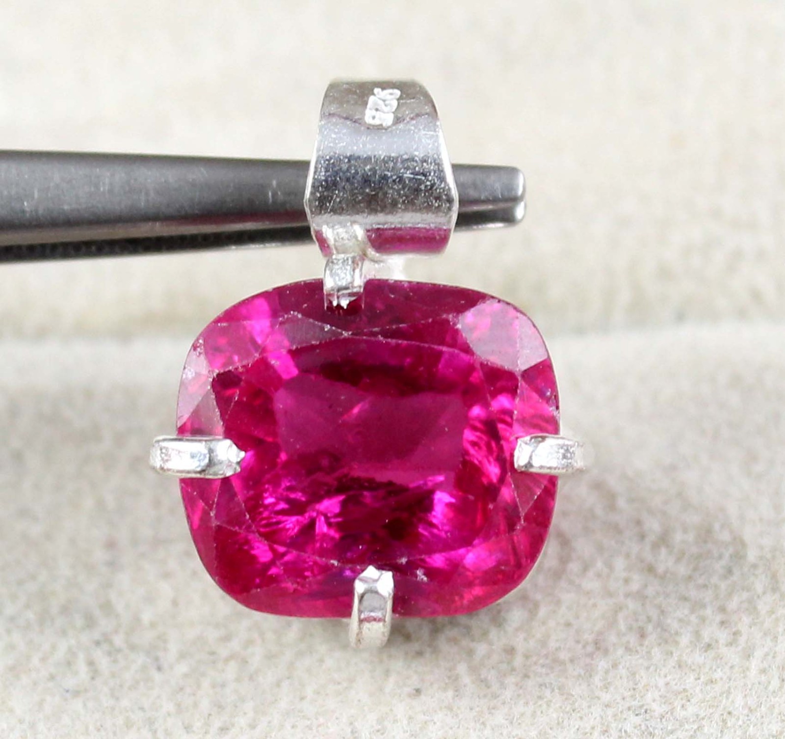 Certified Natural Burma Red Painite 10.55 Carat Cushion Gemstone Men’s Pendant